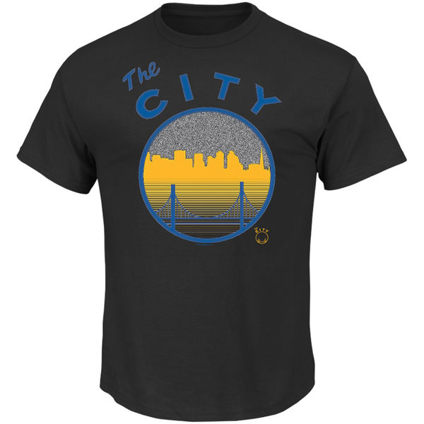 NBA Men Golden State Warriors Majestic Reflective Skyline Tee Black->golden state warriors->NBA Jersey